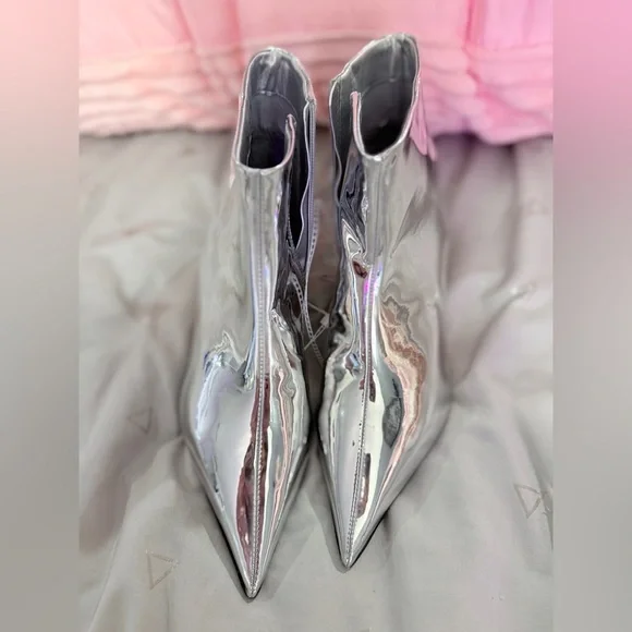 Gianni Bini Silver Heeled Boots - Picture 2 of 6